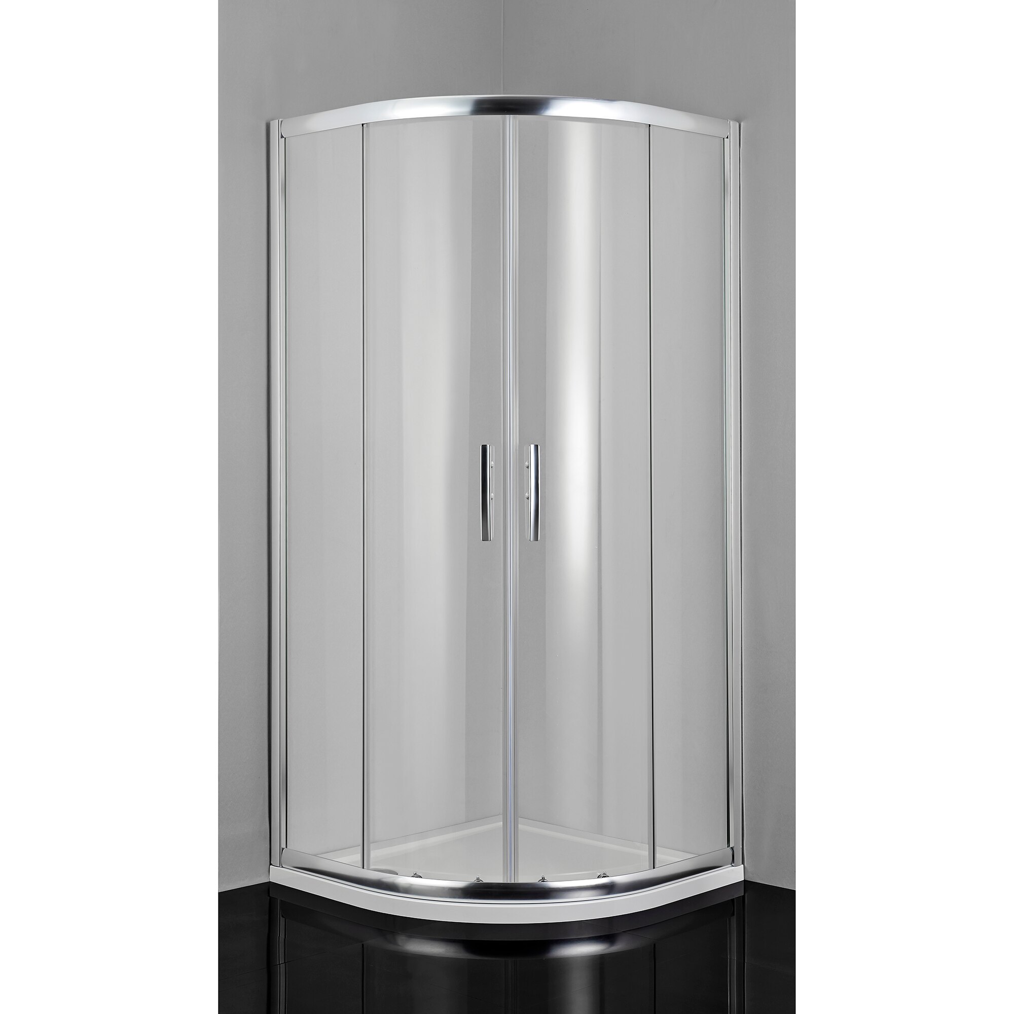 Cabina de dus semirotunda Sanotechnik PROLINE B9090C, sticla clara, anticalcar, 90x90x200 cm, fara cadita
